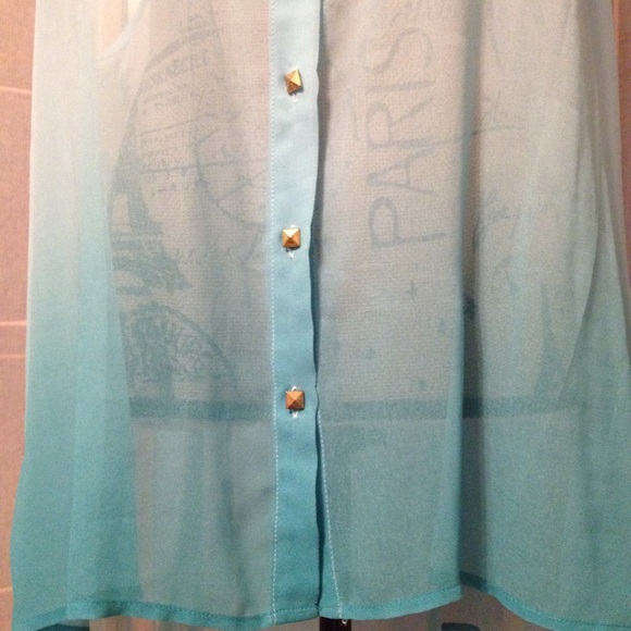 ➕Plus Size Mint Ombré Button Top 3X EUC - Picture 3 of 5
